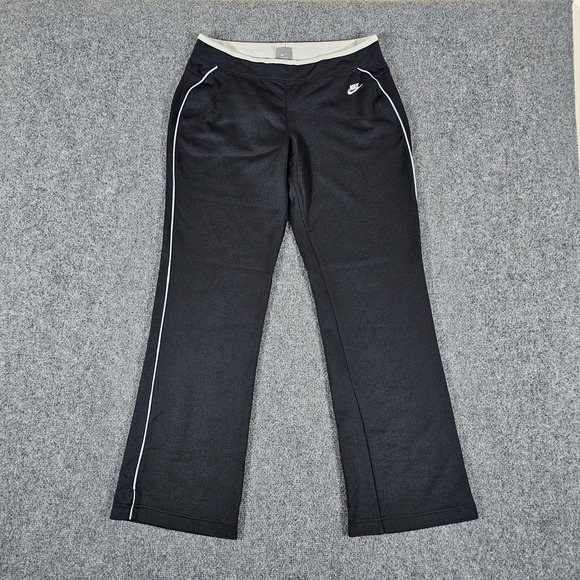 Y2K Nike Silver Tag Flare Leg Sweatpants Black Women's Tagged Size M(8-10) 29x30 - Picture 1 of 8
